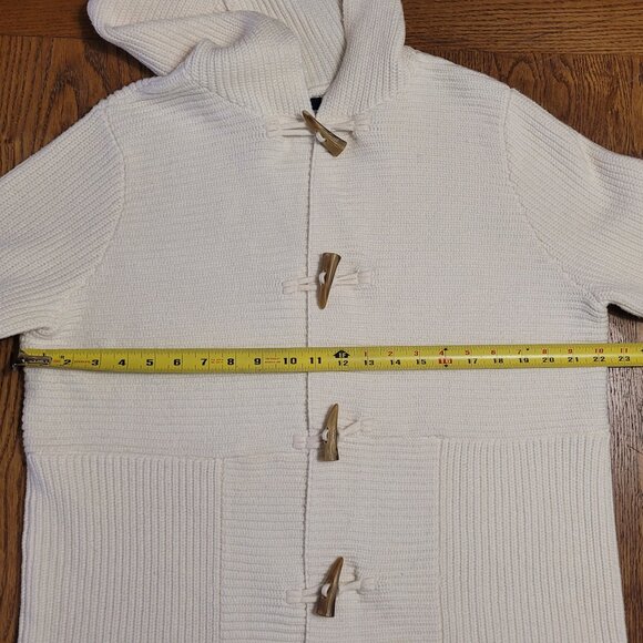 Chaps hooded cardigan with toggle buttons in cream women's size L oversized - Picture 2 of 7